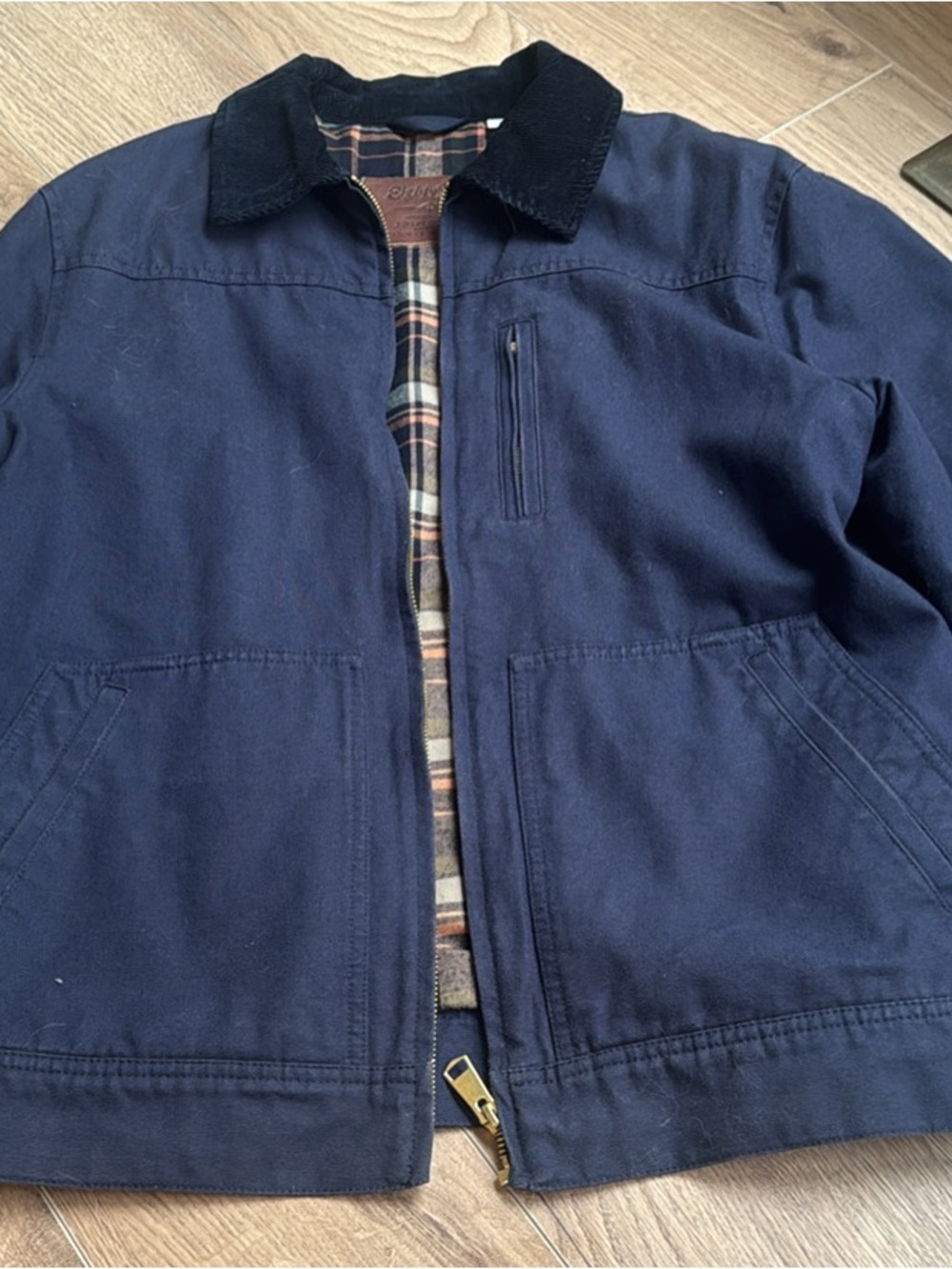 Men's Navy Blue Workwear Jacket - Classic Collared Coat